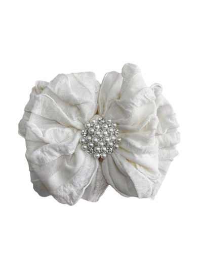 Rockin Royalty - Pearl Ruffled Headband Ivory