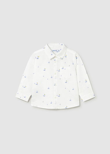 Mayoral - L/s Linen Shirt 1118 White Boat