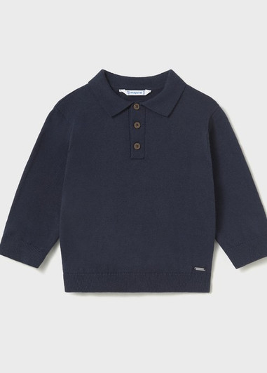 Mayoral Boy Long Sleeve Knit Polo - Blue (2104-035)