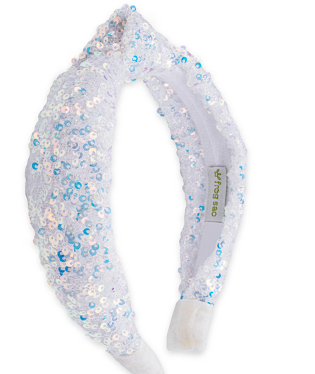 White - Kids Knot Headband - Sequin Knotted Hair Band Accessories