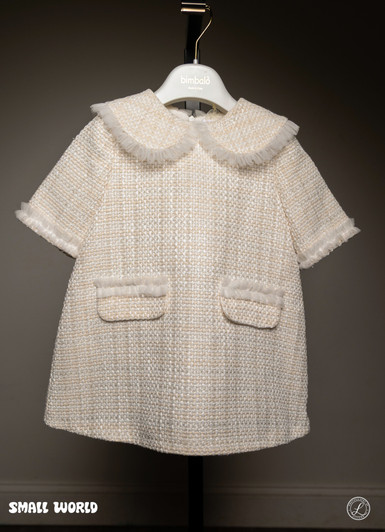 Bimbalo - Italian Import Beige Tweed Dress 8302