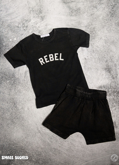 Little Mish - Sporty Word Tee & Shorts 3790T - Black