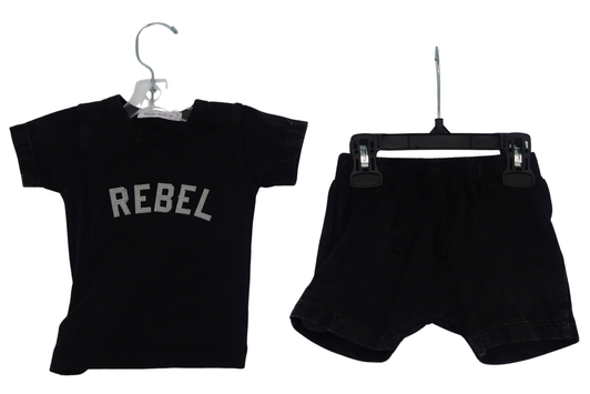 Little Mish - Sporty Word Tee & Shorts 3790 - Black