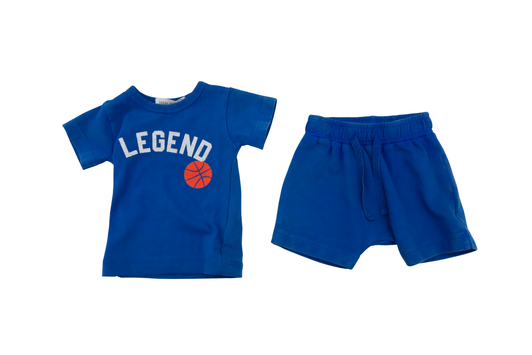 Little Mish - 2pc Set Sporty Word Tee & Shorts Cobalt 3791