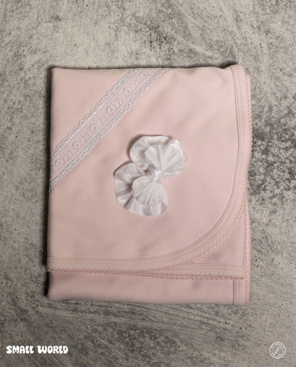 Sippy's Babes - Pink Receiving Blanket with 21 White trim