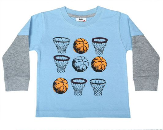 Mish E26501-BLUE Basketball Grid Two-fer Shirt