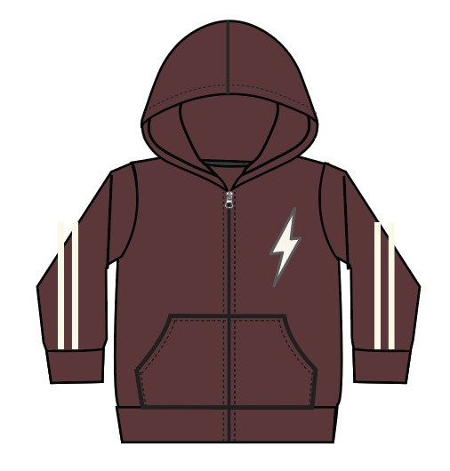 Mish E26542-BURGUNDY Taping Zip Hoodie