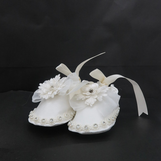 Piccolo Bacio - Handmade matching Shoes - Flower- White Silk Style GS-2