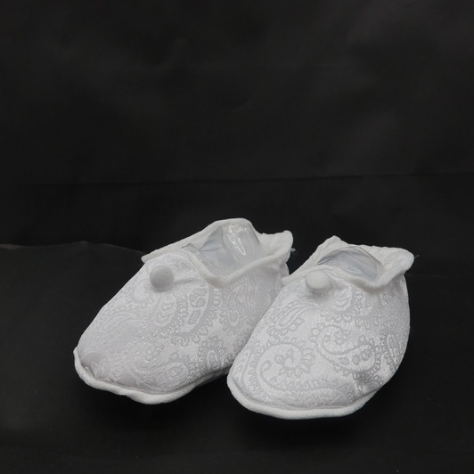 Piccolo Bacio - Handmade matching Shoes - White Paisley - Shantung Style BS-6