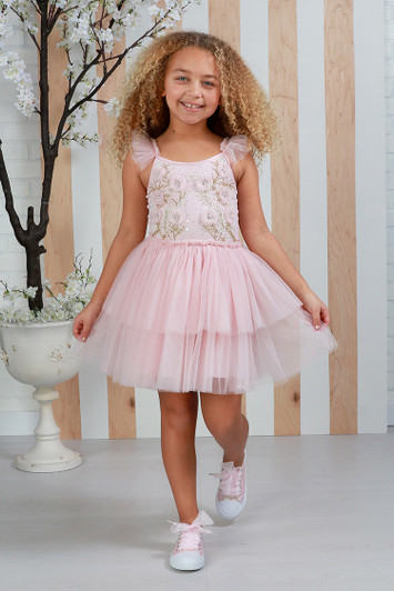 Ooh! La La! Couture - Lace Bodice Tulle Dress Pink - SW-102