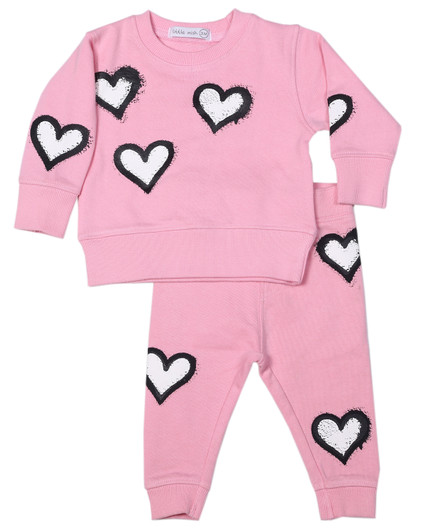 Little Mish Graffiti Heart 2 Piece Toddler Set - Pink SW-4800