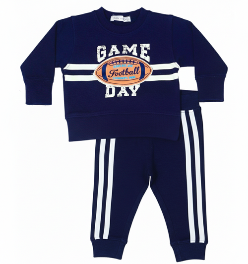Little Mish Varsity Football Game Day 2 Piece Set - Navy SW-3800