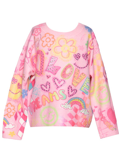 Baby Sara Fun Icon Print Sweater - Pink Multi SW-25475