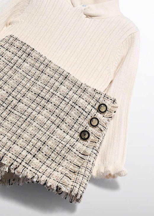 Abel & Lula Infant Girl Tweed Knit Shorts Set - Beige Maza (5734-4)