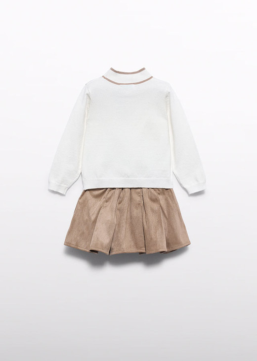Abel & Lula Infant Girl Suede Skirt Set - Beige (5521-2)