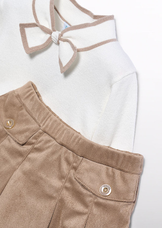 Abel & Lula Infant Girl Suede Skirt Set - Beige (5521-2)