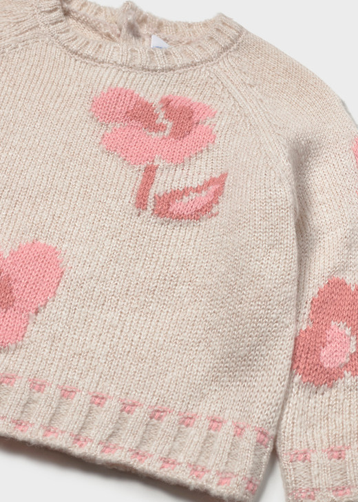 Mayoral Girl Jacquard Jumper - Milk Heather Pink (2384-53)