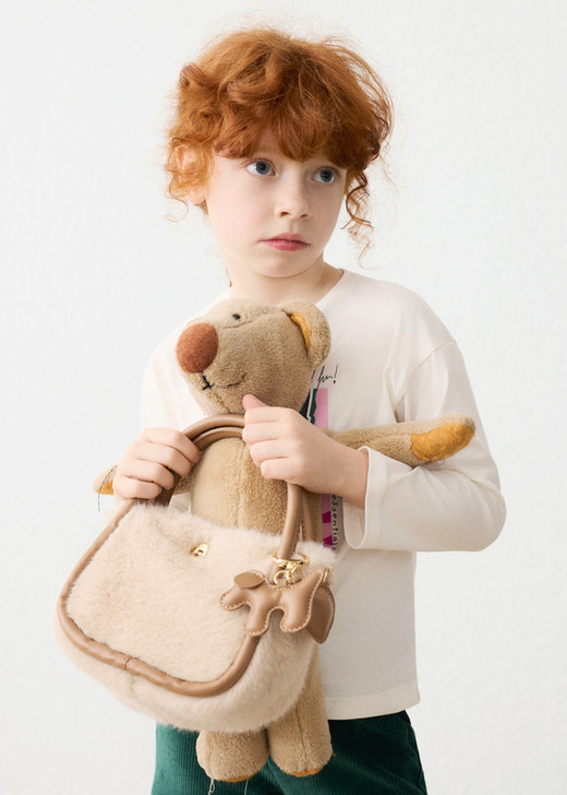 Mayoral Faux-fur Bag with Charms - Light Khaki (10320-16)