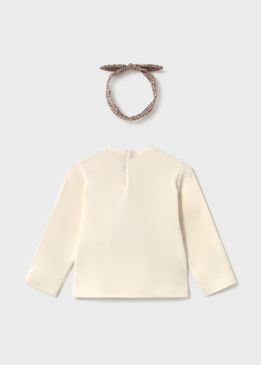 Mayoral Girl Long Sleeve T-shirt with Headpiece - Soy (2003-90)