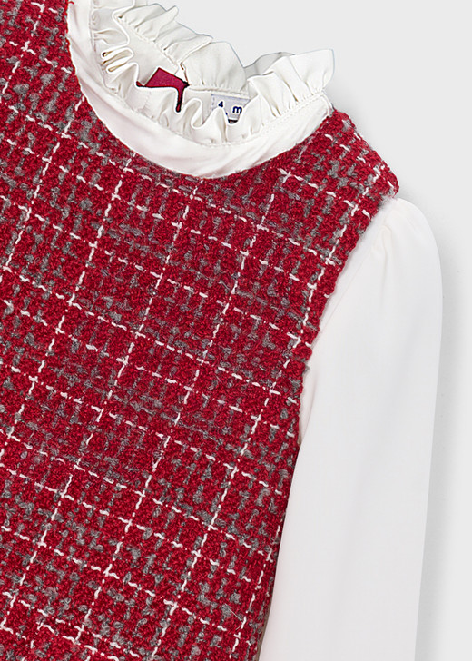 Mayoral Girl Combined Pinafore Dress - Red (4929-38)
