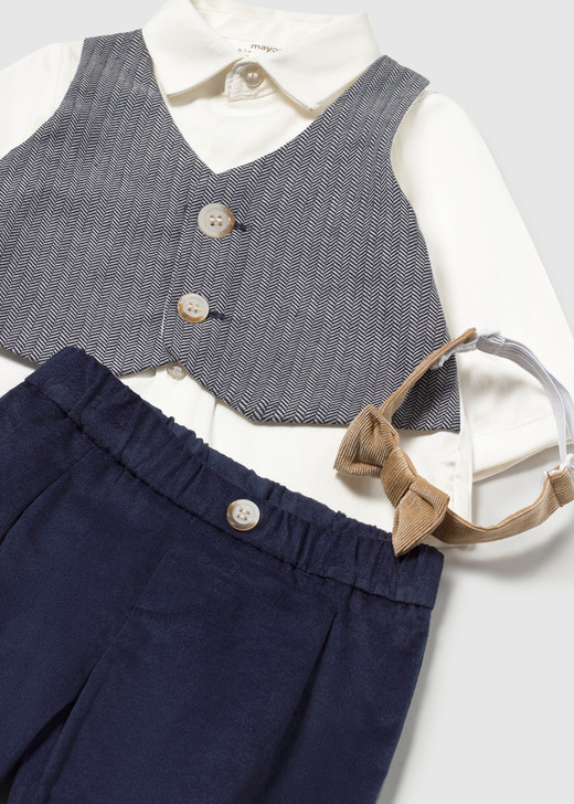 Mayoral Infant Boy Vest Shirt Pants Set - Navy (2524-90)