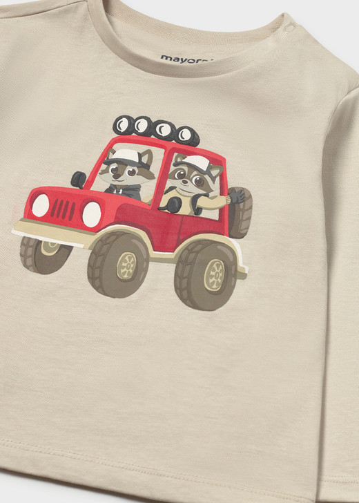 Mayoral Infant Boy Long Sleeve T-shirt Cart - Stone (2012-95)