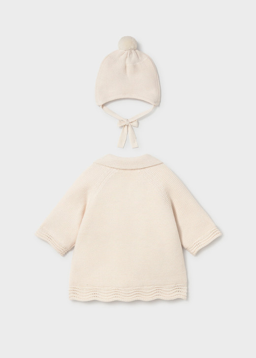 Mayoral Infant Girl Knit Coat with Hood - Pottery (2403-86)