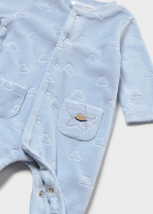Mayoral Boy Velour Onesie - Sky (2765-078)