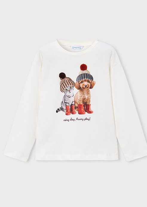 Mayoral Girl Long Sleeve T-shirt - Natural (4031-095)
