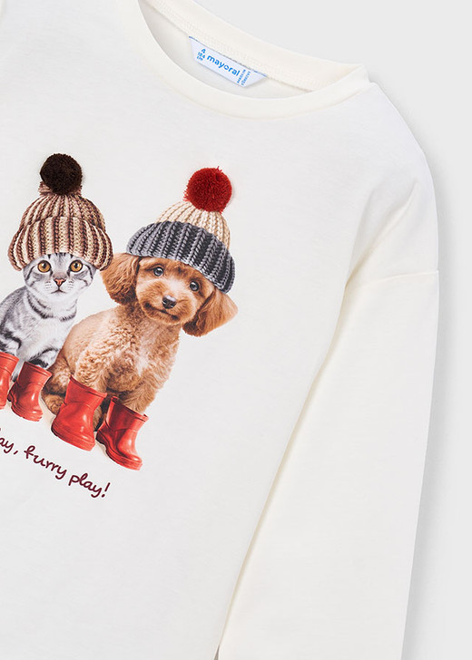 Mayoral Girl Long Sleeve T-shirt - Natural (4031-095)
