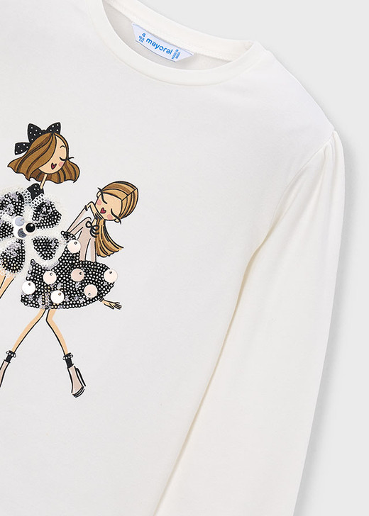 Mayoral Girl Long Sleeve Shirt Dress - Natur-blac (4033-011)