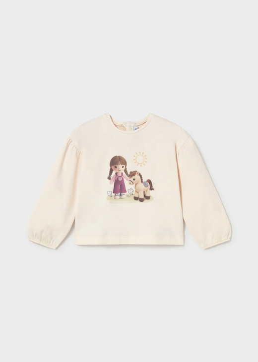Mayoral Girl Long Sleeve Graphic T-shirt - Soy (2002-085)