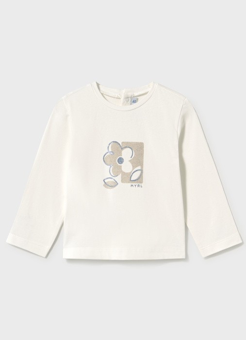 Mayoral Girl Long Sleeve Basic T-shirt - Natural (116-043)