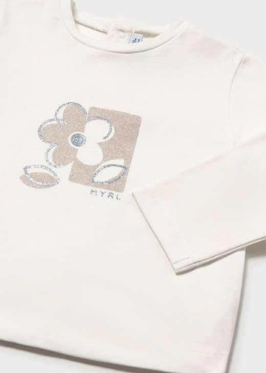 Mayoral Girl Long Sleeve Basic T-shirt - Natural (116-043)