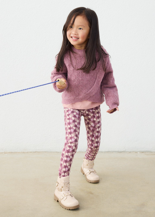Mayoral Girl Knit Printed Leggings - Violet (4701-070)