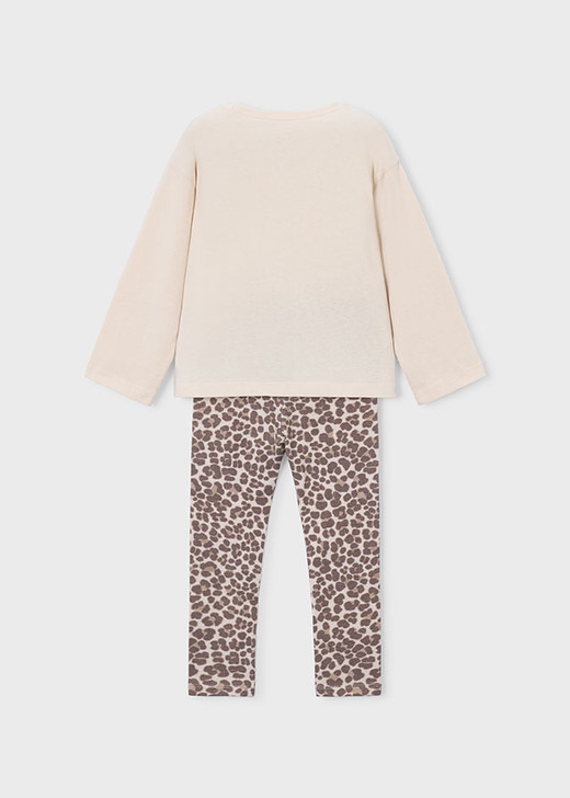 Mayoral Girl Printed Knit Leggings Set - Chestnut (4734-075)