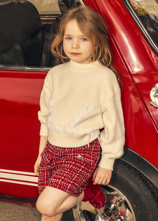 Mayoral Girl Tweed Shorts - Red (4230-38)