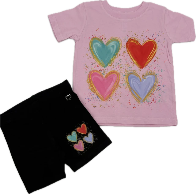 Frenzy - 2pc Set SWK Exclusive Pink Heart Tee w/Mayoral Cyclist Short