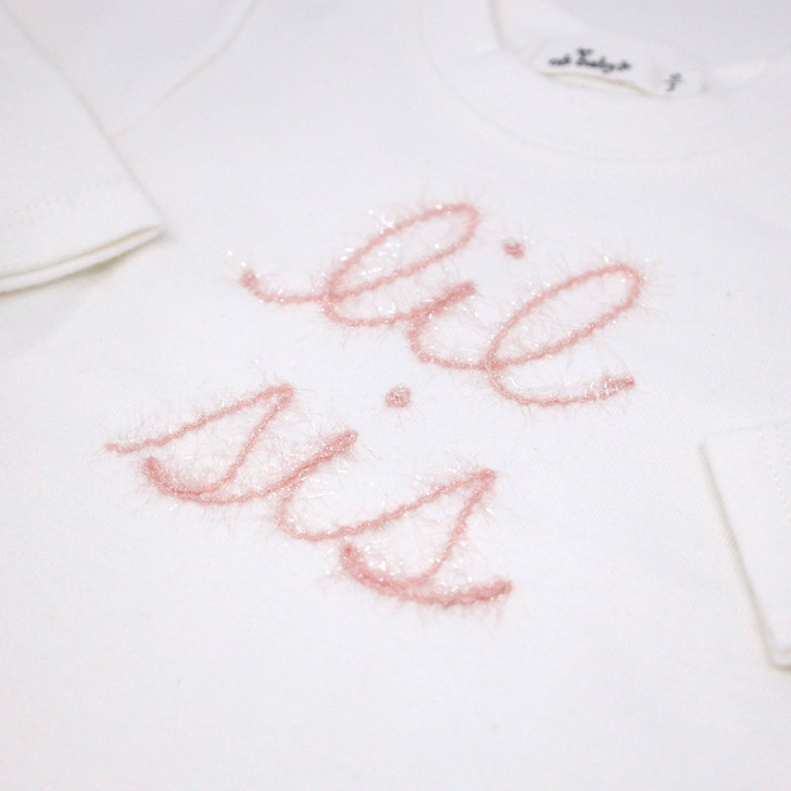 Oh Baby! 2pc Embroidered Set Pink Sparkle Lil sis