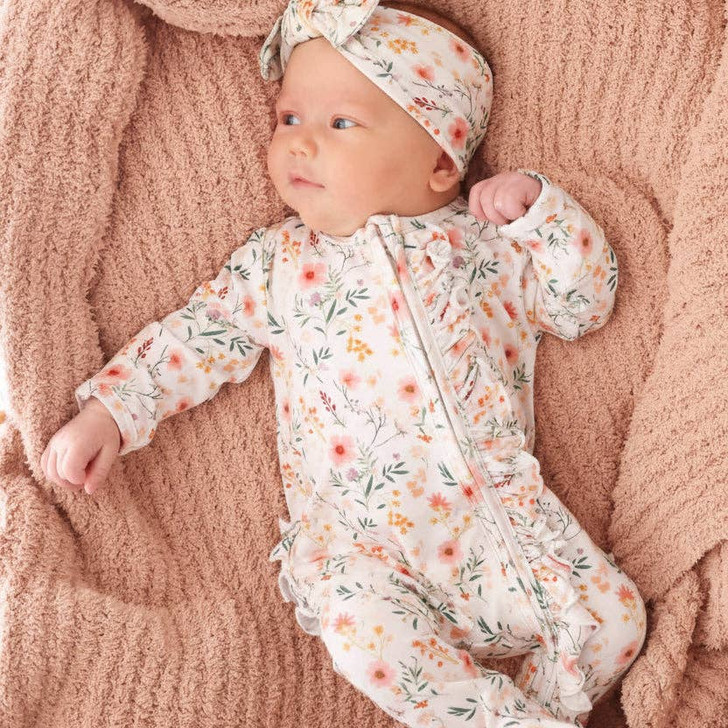 Caden Lane - Winnie's Wildflowers Ruffle Zipper Footie