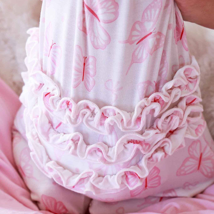 Caden Lane - Ruffle Bamboo Zipper Footie | Blooming Butterflies