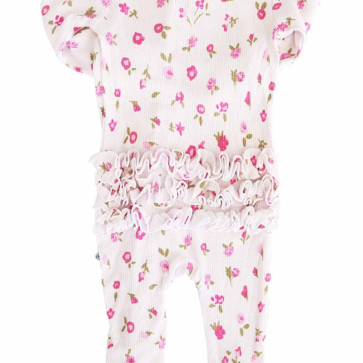 Caden Lane - Penny's Posies Bamboo Waffle Ruffle Zipper Footie