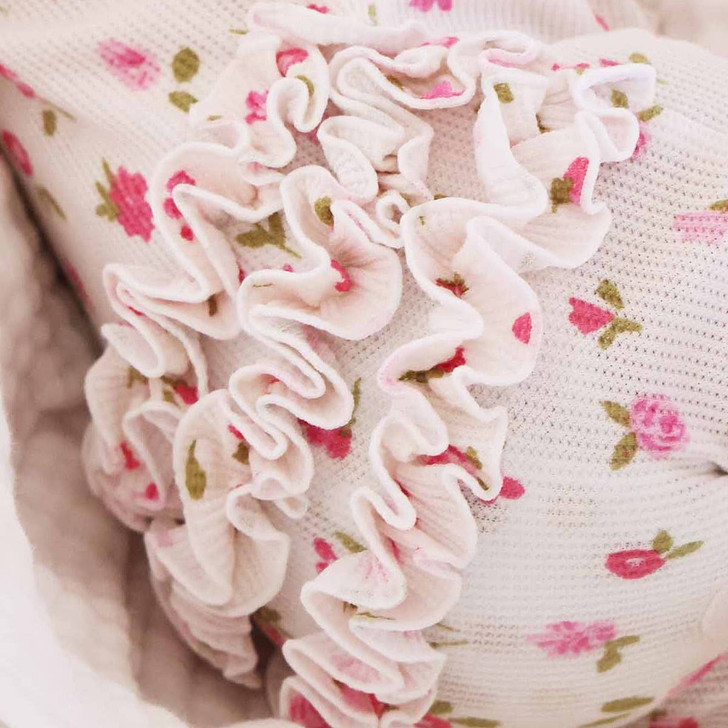Caden Lane - Penny's Posies Bamboo Waffle Ruffle Zipper Footie