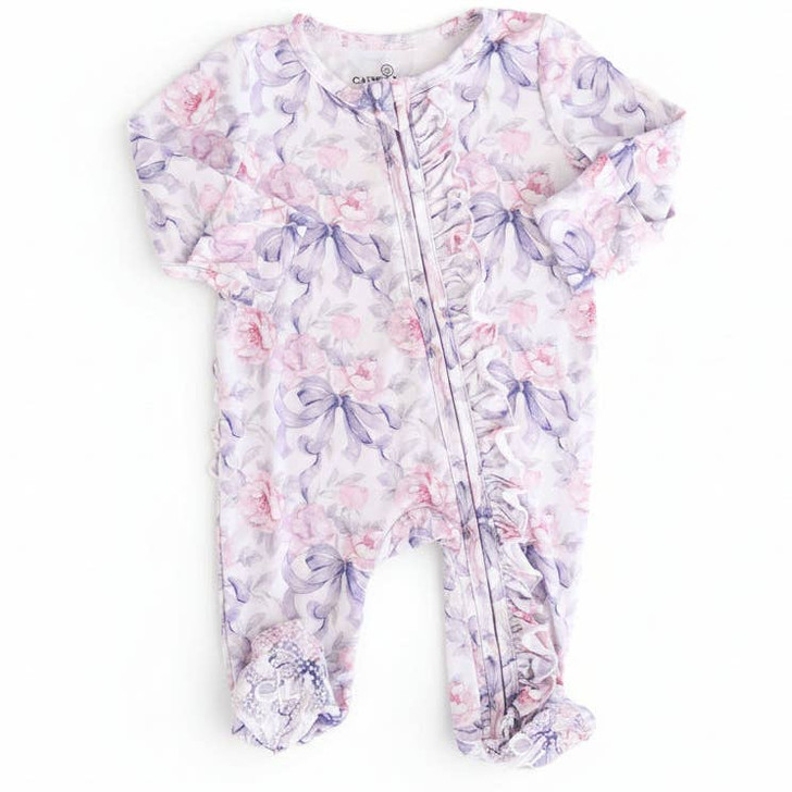 Caden Lane Leighton's Lavender Ruffle Zipper Footie