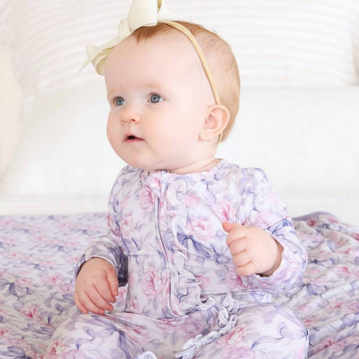 Caden Lane Leighton's Lavender Ruffle Zipper Footie