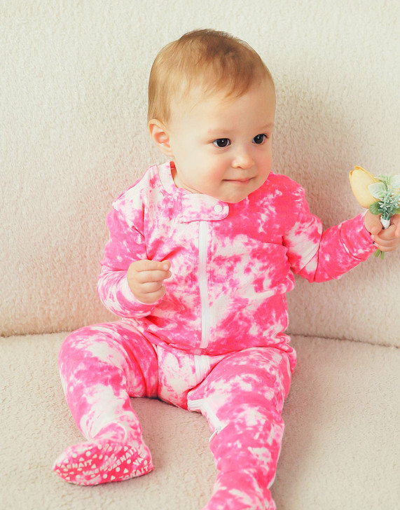 Cotton 2-Way Zip Baby Infant Footie Pajama-Prism Hotpink