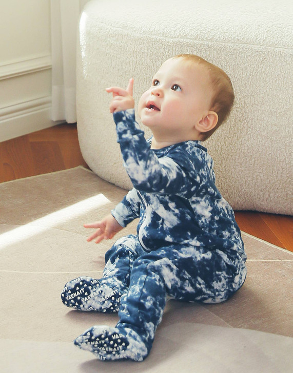 Cotton 2-Way Zip Baby Infant Footie Pajama-Prism Navy