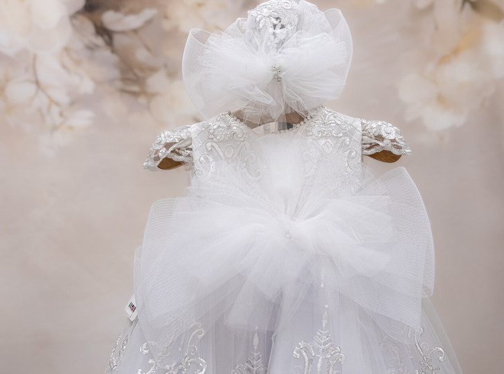 Piccolo Bacio - Couture Christening Gown - Victoria - Shantung