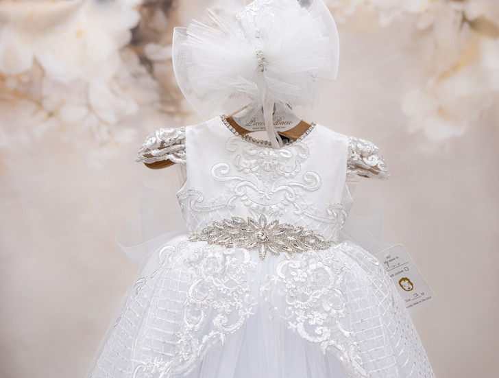 Piccolo Bacio - Couture Christening Gown - Victoria - Shantung