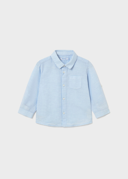 Mayoral  - L/s Linen Shirt 1118  Sky Blue